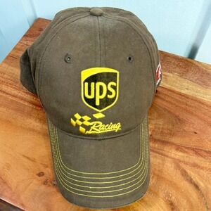 Vintage UPS Racing Dale Jarrett Robert Yates RYR signed?? Strapback Hat Cap